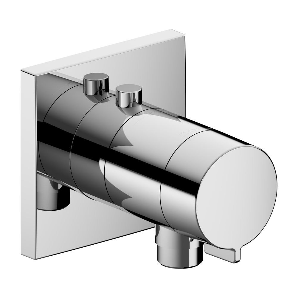 Keuco Mitigeur de douche thermostatique Ixmo UP avec raccord flexible, rosace carrée, blocage à 38 °C, 12 l/min, anti-brûlure, chromé