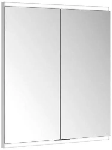 Keuco Royal Modular 2.0 Armoire miroir 2 portes, avec éclairage, encastrable mural, 2 prises, 700x700x120mm, argent anodisé
