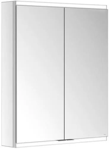 Meuble miroir Keuco Royal Modular 2.0 2 portes, éclairé, montage mural en saillie, 2 prises, 600x700x120mm, argent anodisé