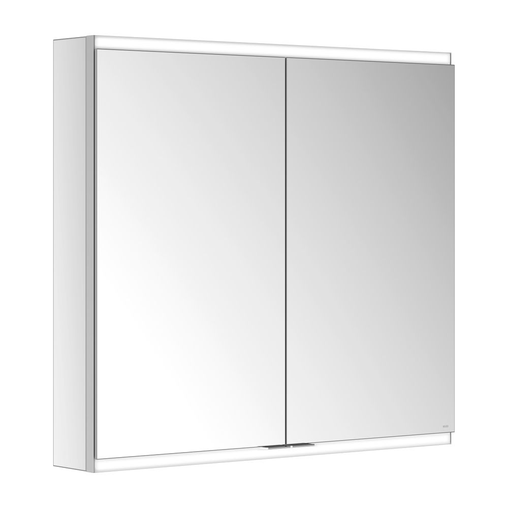 Keuco Royal Modular 2.0 Armoire miroir 2 portes, éclairée, montage mural, 2 prises, 800x700x120mm, argent anodisé