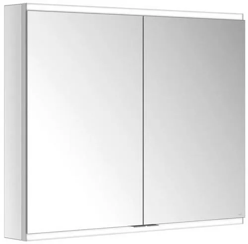 Armoire miroir Keuco Royal Modular 2.0 2 portes, éclairée, pose en applique, 2 prises, 900x700x120 mm, argent anodisé