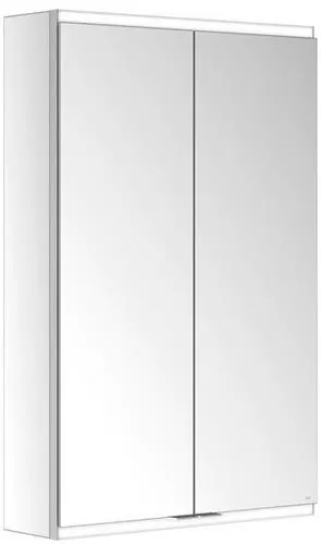 Meuble miroir Royal Modular 2.0 Keuco 2 portes, éclairé, pose en saillie, 1 prise et 1 USB, 600x900x160 mm, argent anodisé