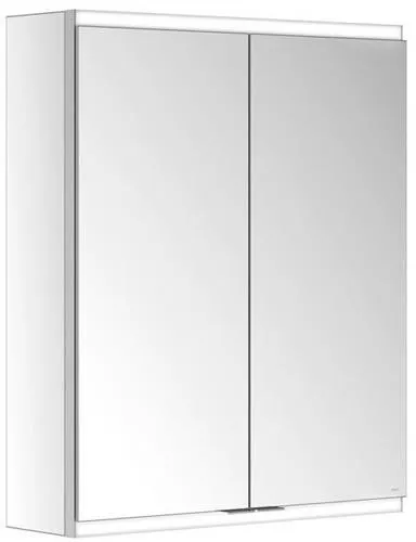 Keuco Royal Modular 2.0 Armoire miroir 2 portes, éclairée, à poser, 1 prise et 1 USB, 600x700x160mm, argent anodisé