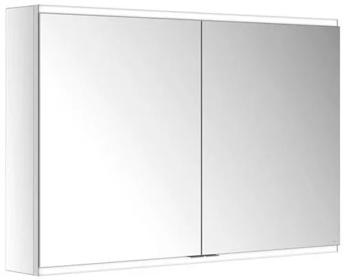 Keuco Royal Modular 2.0 Armoire miroir 2 portes, éclairée, pose en applique, 1 prise et 1 USB, 1100x700x160 mm, argent anodisé