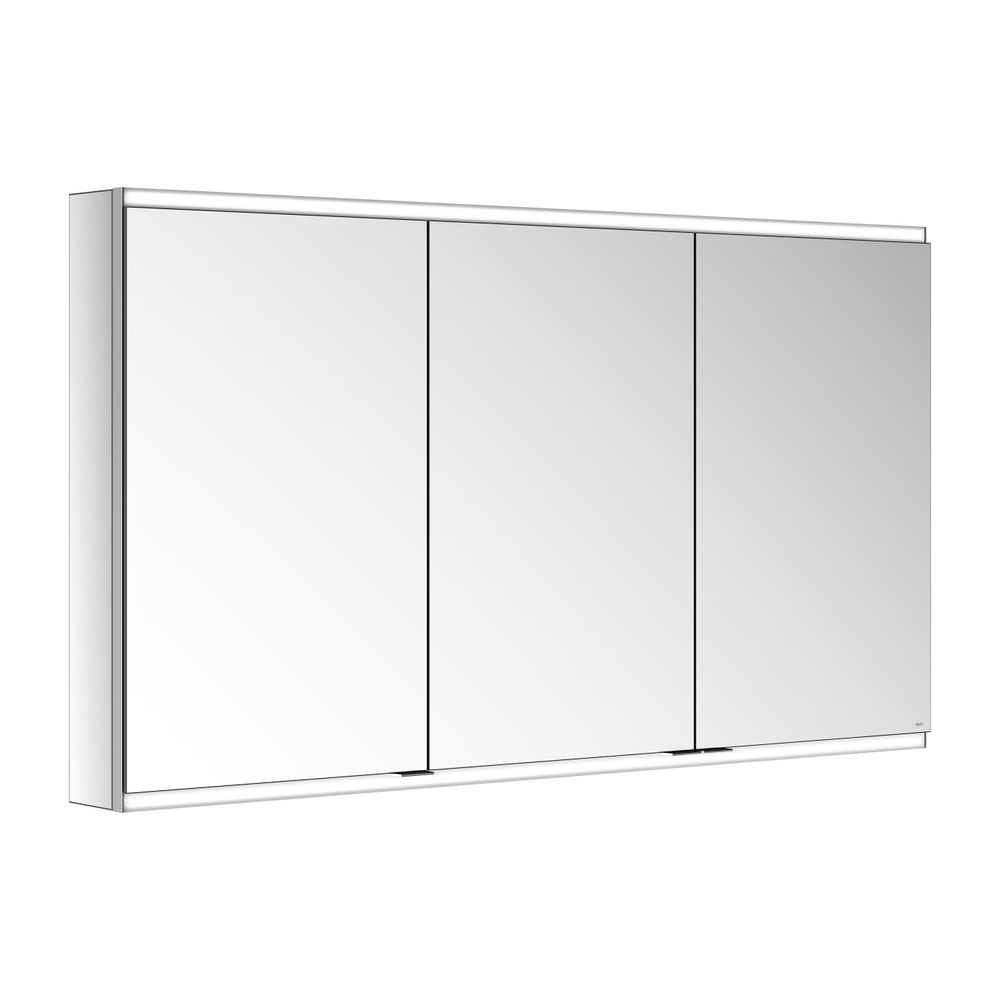 Keuco Royal Modular 2.0 Armoire miroir 3 portes, éclairée, montage mural, 1300x700x120mm, argent anodisé