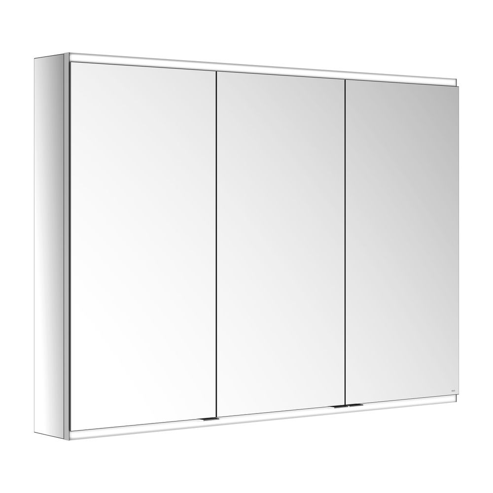 Keuco Royal Modular 2.0 Armoire miroir 3 portes, éclairée, montage mural, 1300x900x160 mm, argent anodisé
