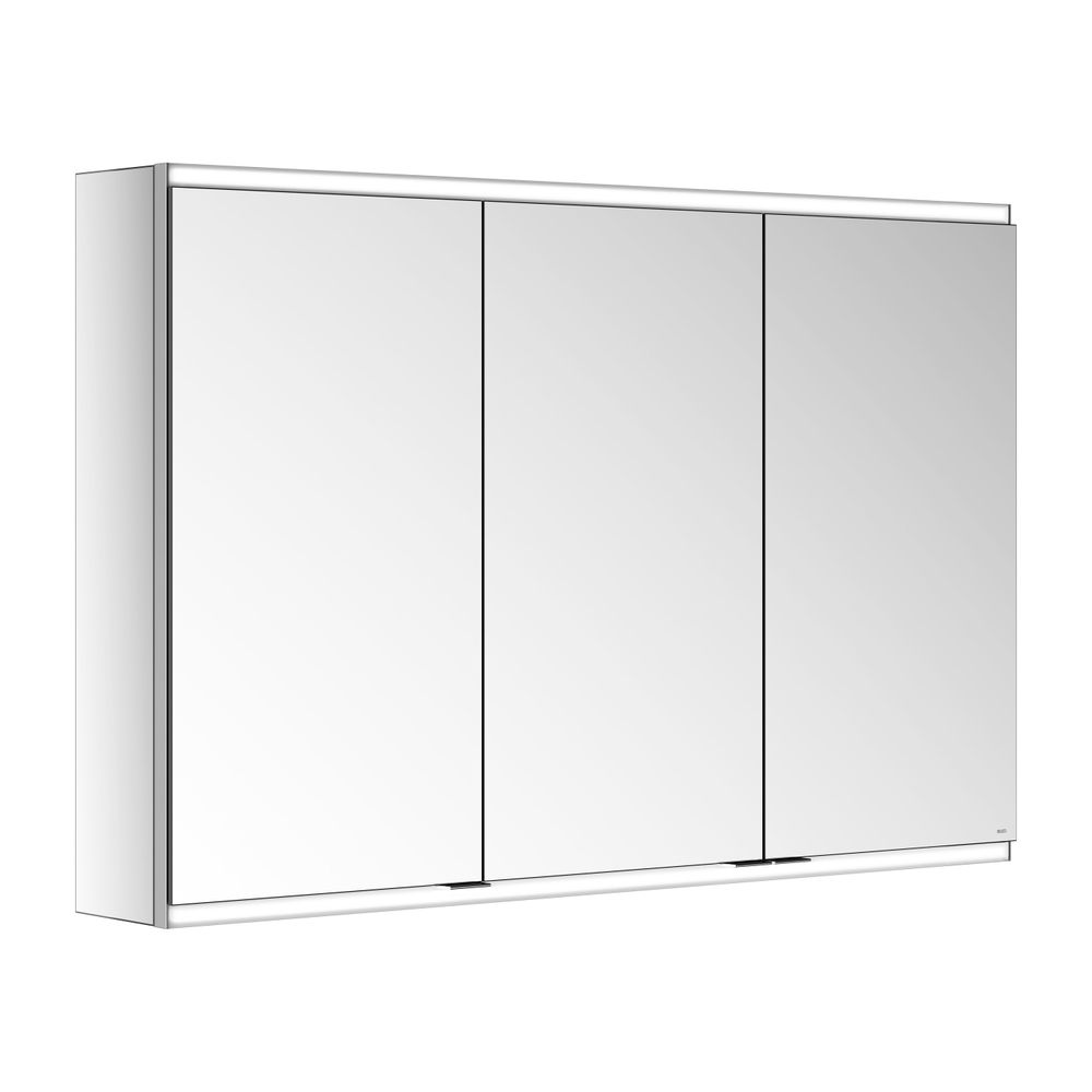 Meuble miroir Keuco Royal Modular 2.0 3 portes, éclairé, fixation murale, 2 prises, 1100x700x160mm, argent anodisé