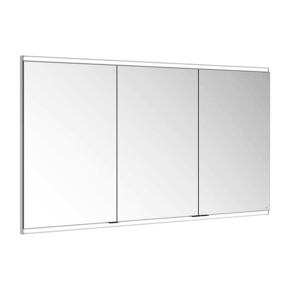Keuco Royal Modular 2.0 Armoire miroir 3 portes, éclairée, encastrable, 1 prise et 1 USB, 1400x700x120mm, argent anodisé
