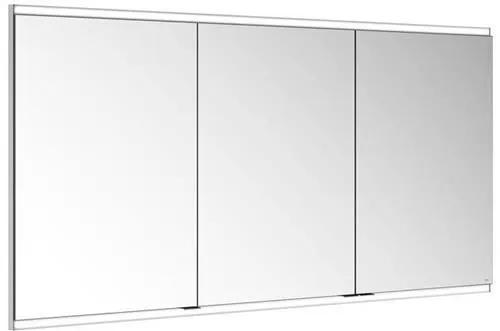 Meuble miroir Keuco Royal Modular 2.0, 3 portes, éclairé, pose encastrée, 1 prise et 1 port USB, 1500x700x120mm, argent anodisé