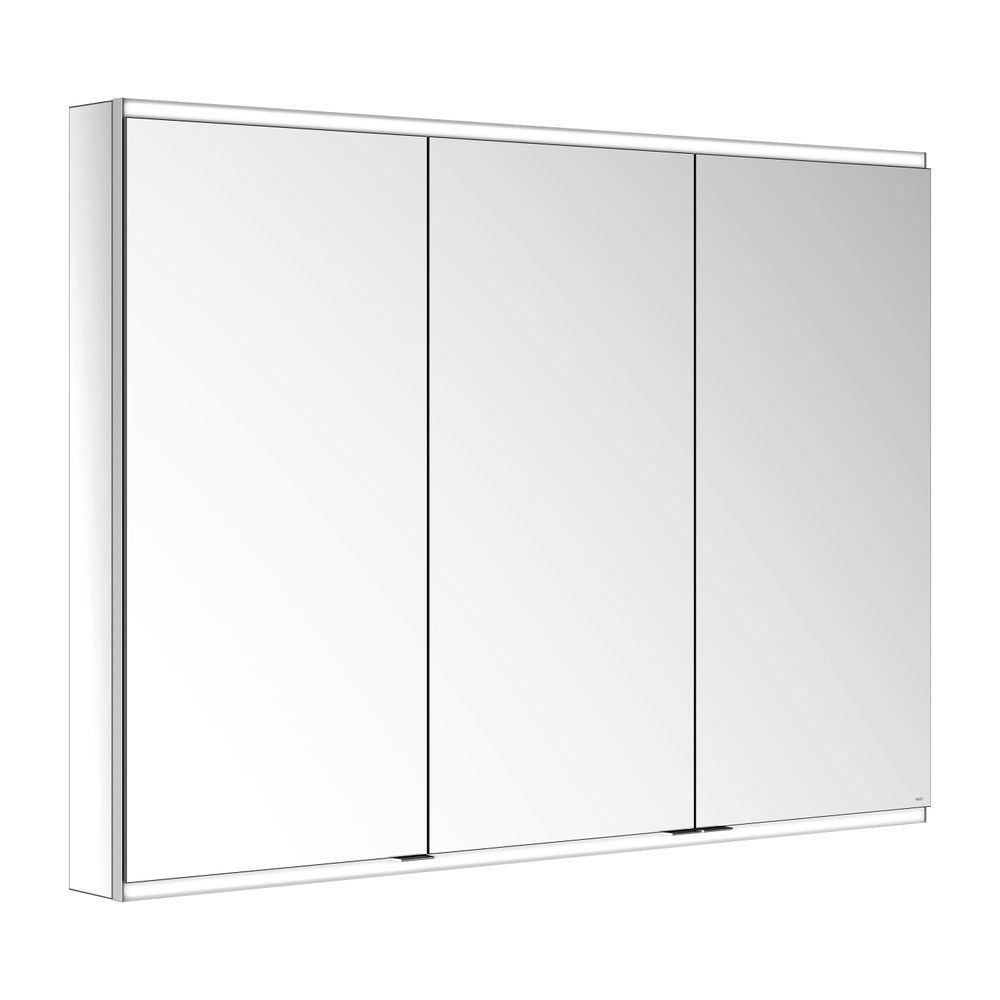 Keuco Royal Modular 2.0 Armoire miroir 3 portes, éclairée, montage mural, 1 prise et 1 USB, 1300x900x120 mm, argenté anodisé