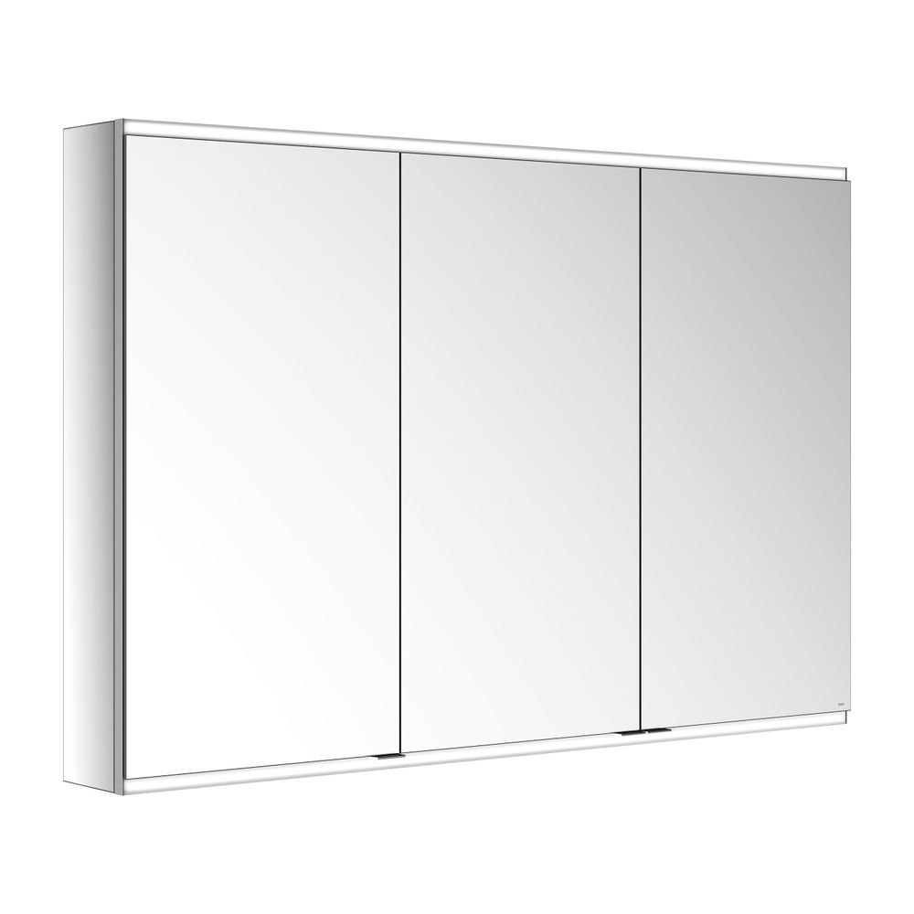 Meuble miroir Royal Modular 2.0 de Keuco, 3 portes, éclairé, pose murale, 1 prise et 1 USB, 1400x900x160 mm, argent anodisé
