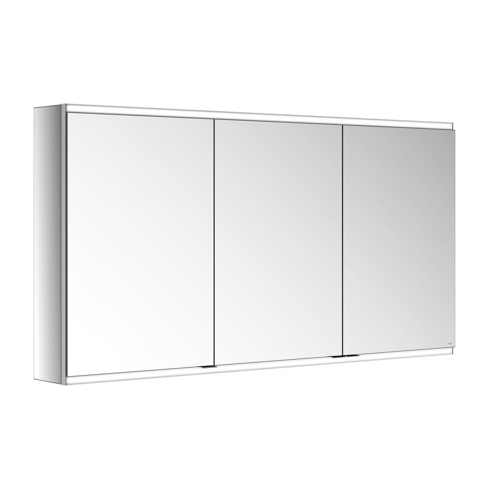 Keuco Royal Modular 2.0 Armoire miroir 3 portes, éclairée, montage mural, 1 prise et 1 USB, 1400x700x160 mm, argent anodisé