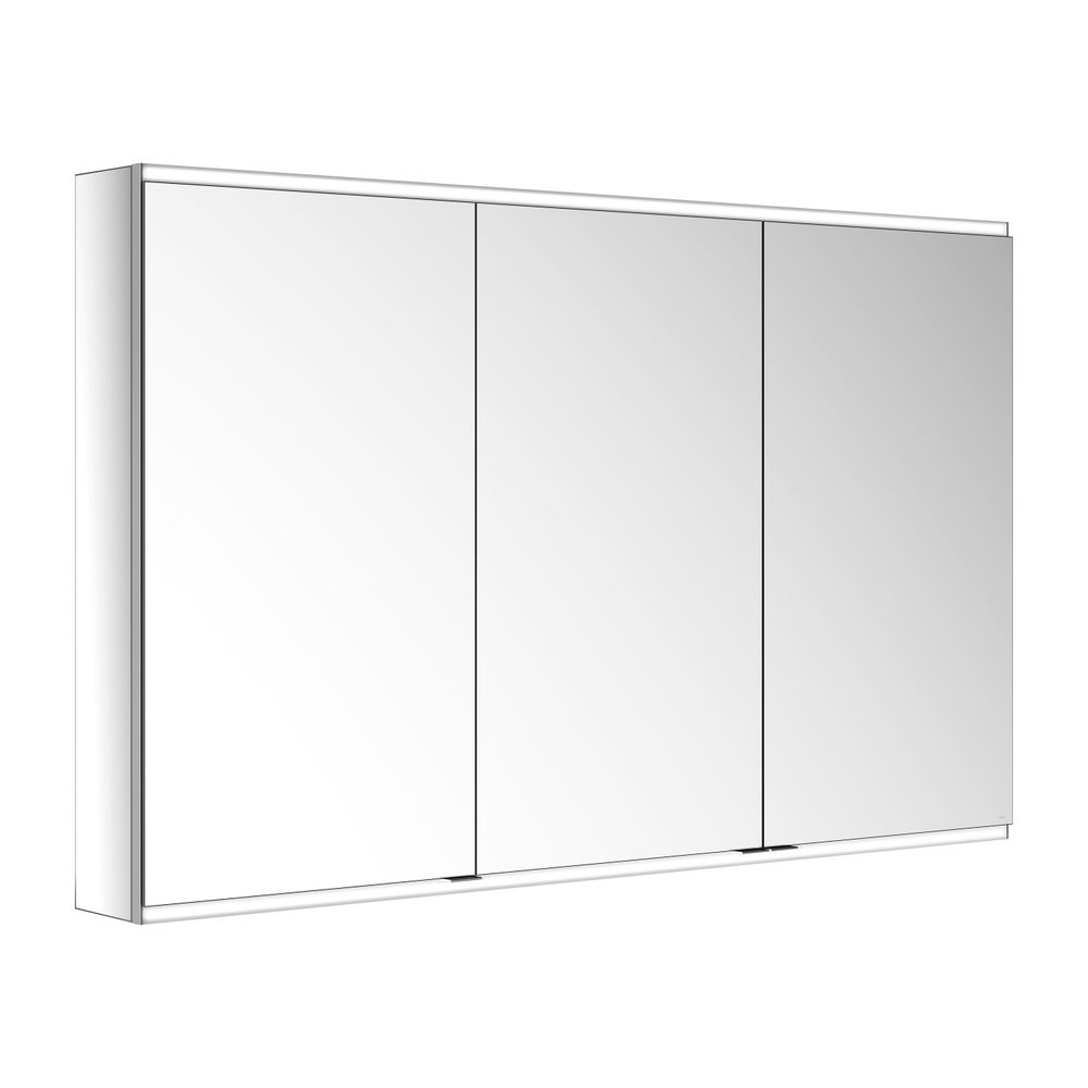 Keuco Royal Modular 2.0 Armoire miroir 3 portes, éclairée, montage mural, 1 prise et 1 USB, 1500x900x160mm, argent anodisé