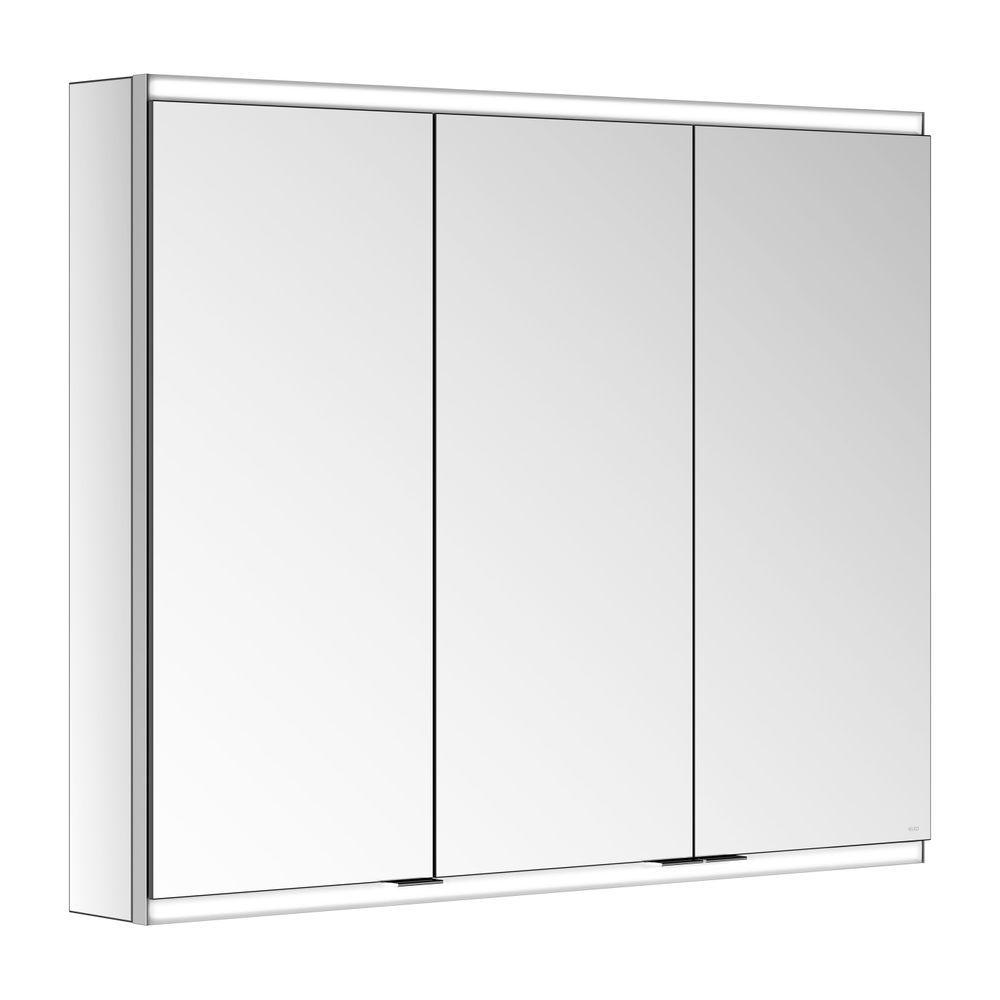 Meuble miroir Keuco Royal Modular 2.0 3 portes, éclairé, pose en applique murale, 2 prises, 900x700x120mm, argent anodisé