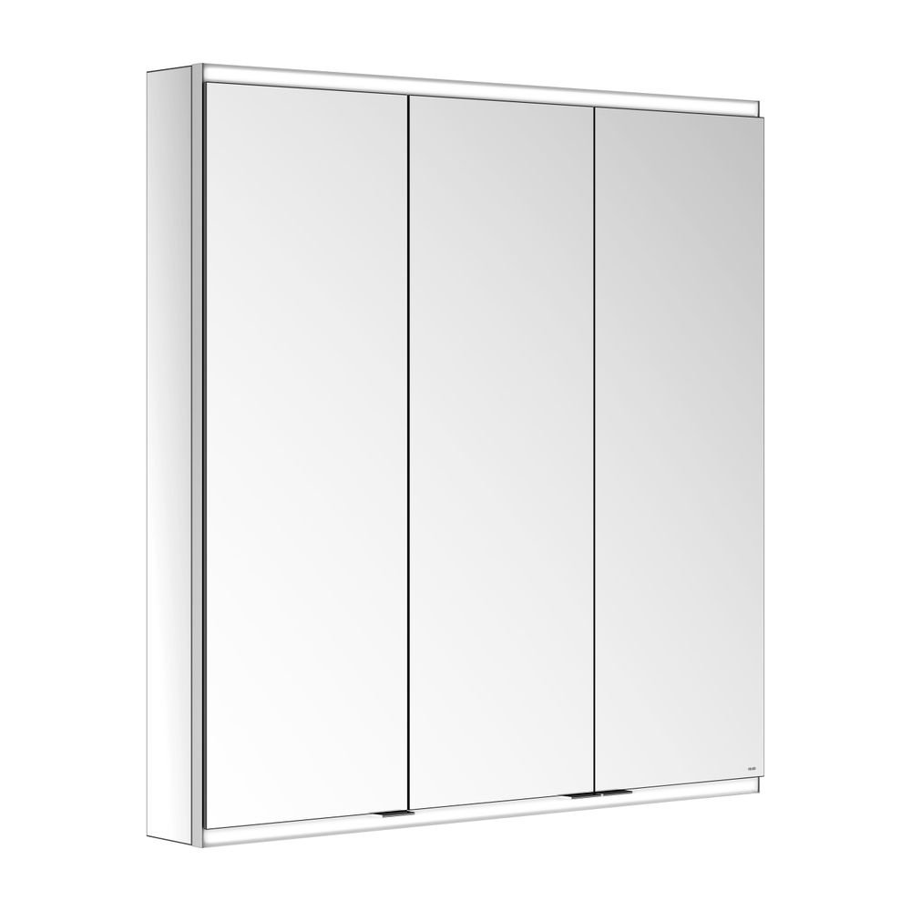 Armoire miroir Keuco Royal Modular 2.0 3 portes, éclairée, montage mural, 1 prise et 1 USB, 900x900x120 mm, argent anodisé