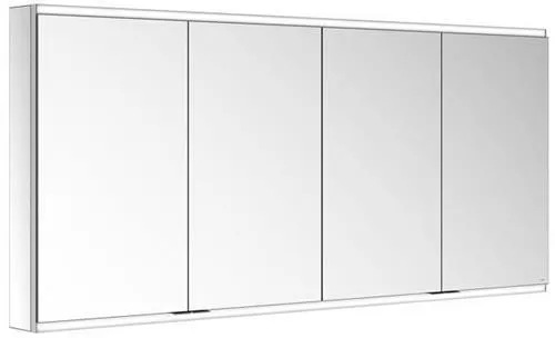Meuble miroir Royal Modular 2.0 Keuco 4 portes, éclairé, pose en saillie, 2 prises/2x USB, 1600x700x120 mm, argent anodisé
