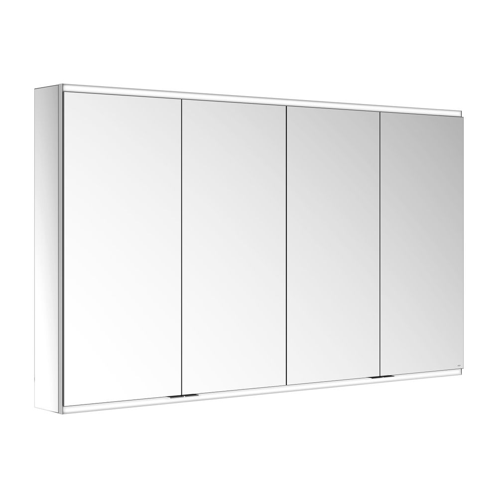 Keuco Royal Modular 2.0 Armoire miroir 4 portes, éclairée, montage mural, 4 prises, 1600x900x160mm, argenté anodisé