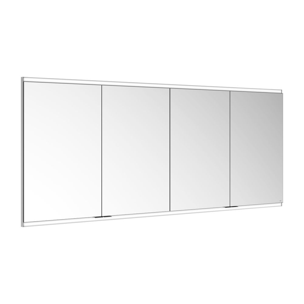 Keuco Royal Modular 2.0 Armoire miroir 4 portes, éclairée, encastrable, 2 prises/2x USB, 1800x700x120mm, argent anodisé