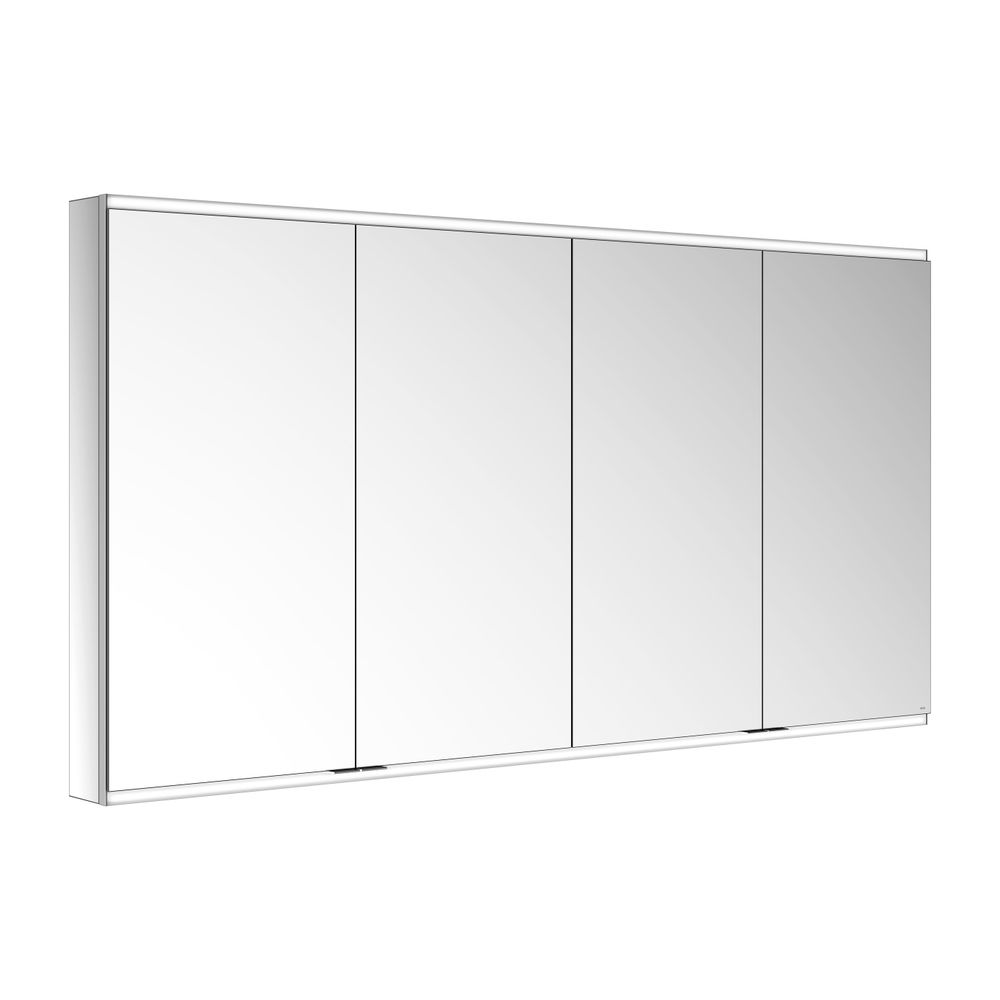 Meuble miroir Royal Modular 2.0 Keuco 4 portes, éclairé, montage mural, 2 prises/2x USB, 1800x900x120mm, aluminium brossé argenté