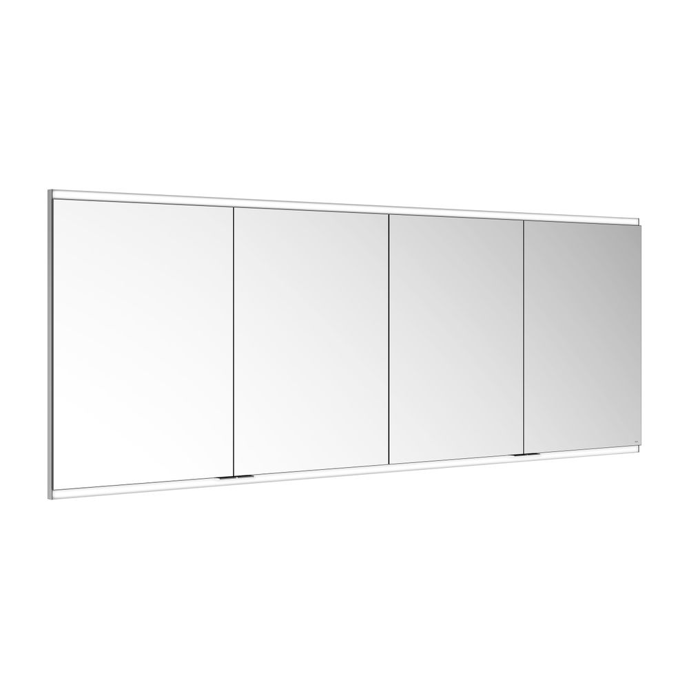 Keuco Royal Modular 2.0 Armoire miroir 4 portes, éclairée, montage mural encastré, 2000x700x120mm, argent anodisé