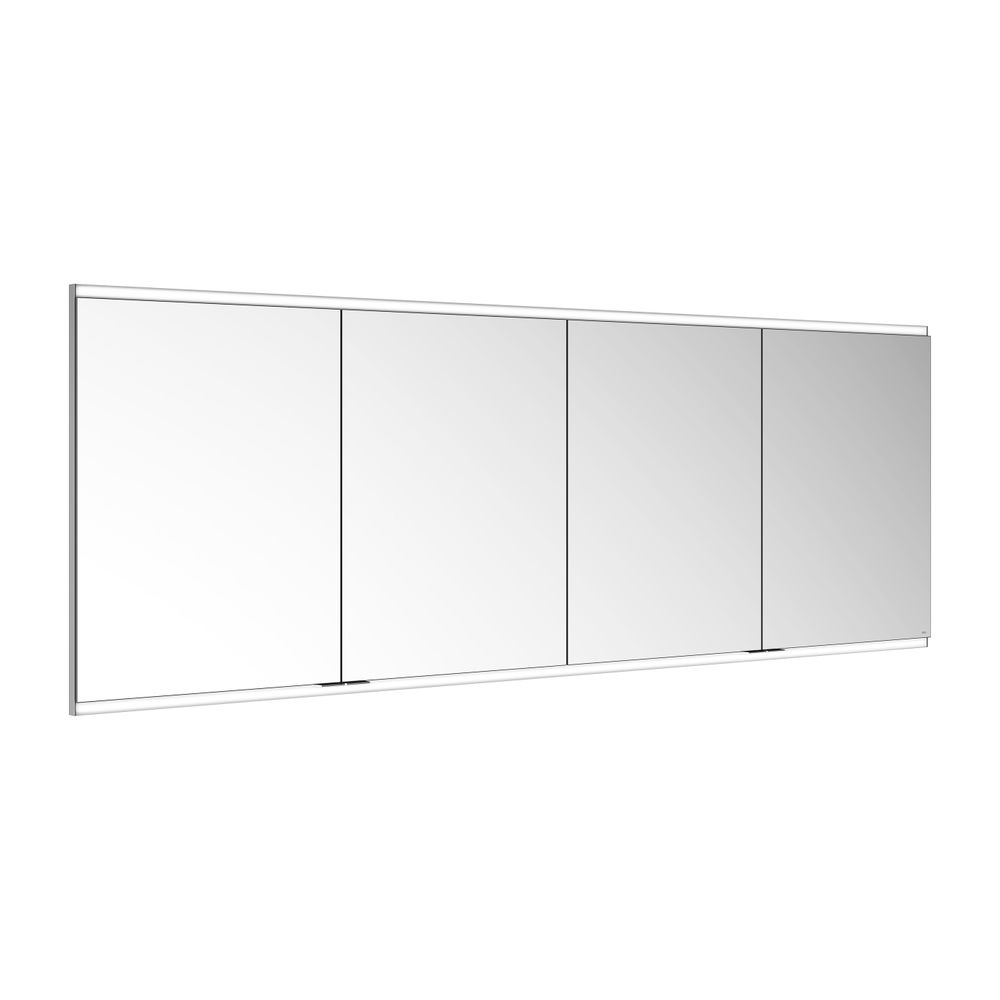 Miroir-penderie Royal Modular 2.0 Keuco 4 portes, éclairé, montage mural encastré, 2100x700x160 mm, aluminium argent brossé
