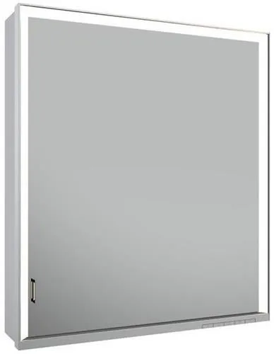 Keuco Royal Lumos Armoire miroir à poser 1 porte, porte longue, ouverture à droite, 1 prise, 650x735x165mm, argent anodisé