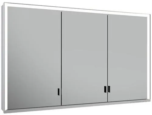 Keuco Royal Lumos Armoire miroir sur mur, 3 portes, portes longues, avec 2 prises, 1200x735x165mm, argent anodisé