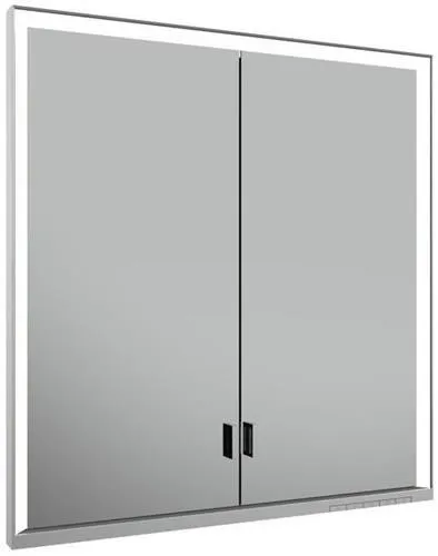 Keuco Royal Lumos Armoire miroir encastrable 2 portes, longues portes, avec 2 prises, 700x735x165 mm, argent anodisé