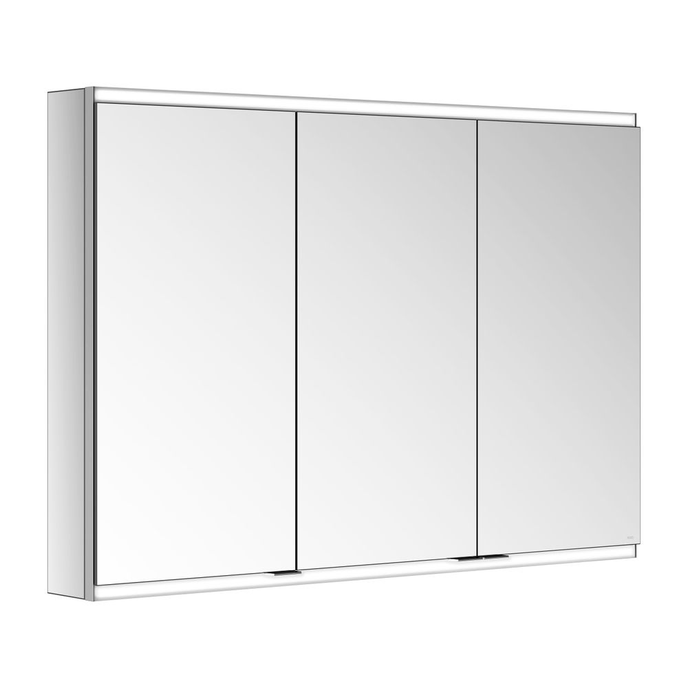Meuble miroir Keuco Royal Modular 2.0 3 portes, éclairé, pose en applique, 1 prise et 1 USB, 1050x700x120 mm, argenté anodisé