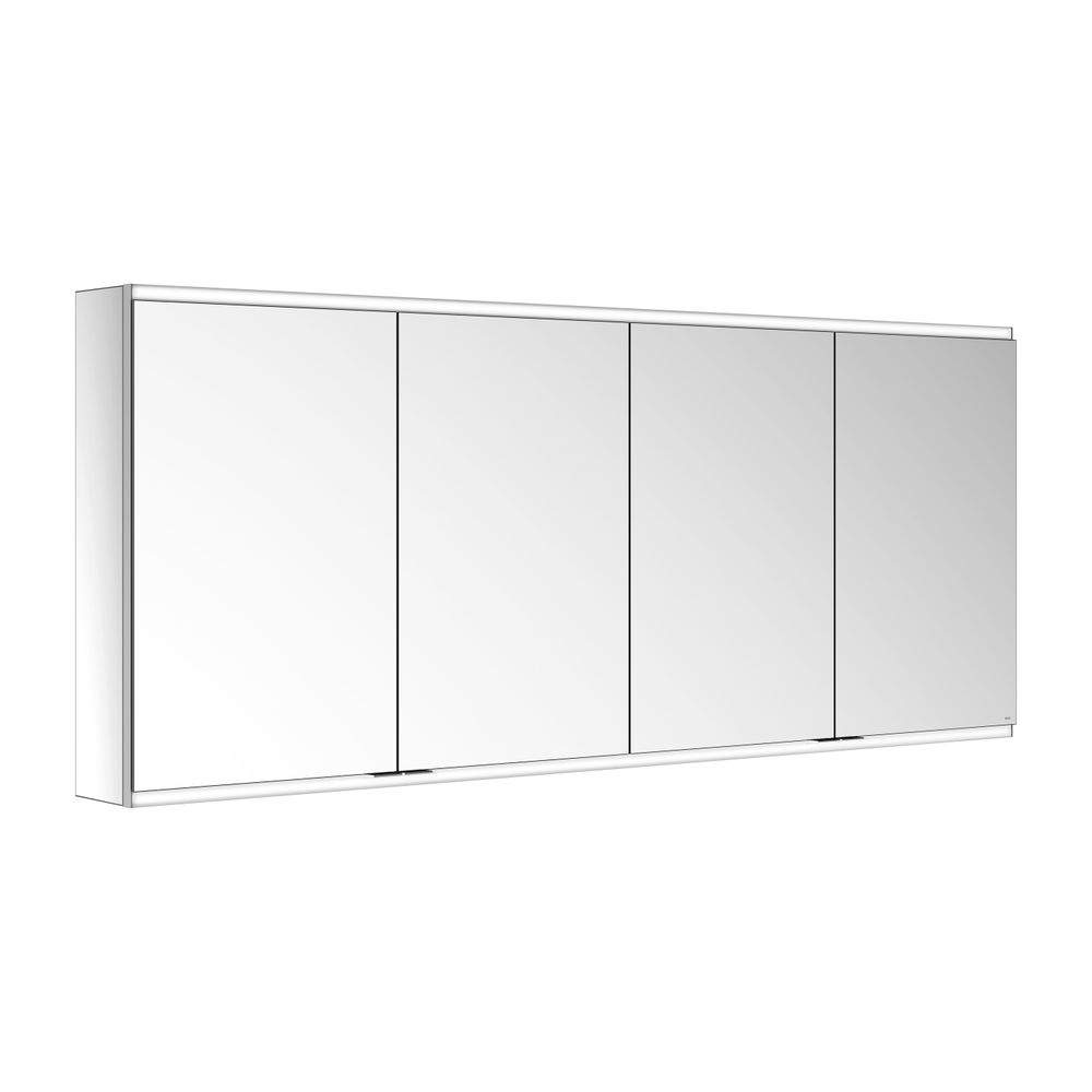 Miroir-penderie Royal Modular 2.0 Keuco 4 portes, éclairé, montage mural en saillie, 1750x700x160 mm, aluminium argent brossé