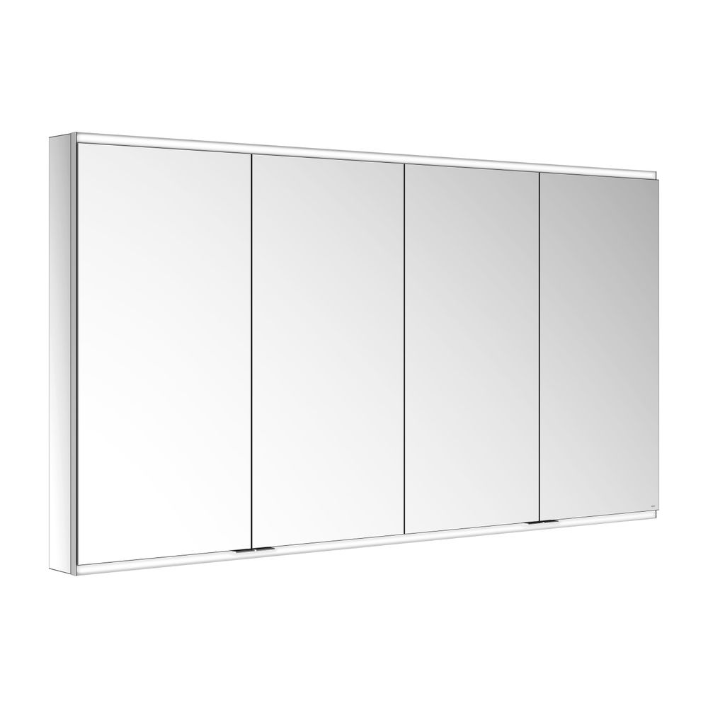 Meuble miroir Keuco Royal Modular 2.0 à 4 portes, éclairé, montage mural en saillie, 4 prises, 1750x900x120 mm, argent anodisé