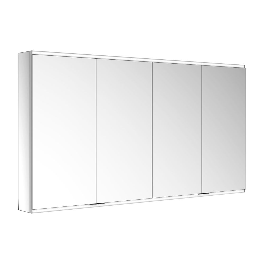 Miroir-penderie Royal Modular 2.0 Keuco 4 portes, éclairé, montage mural en saillie, 4 prises, 1750x900x160 mm, aluminium argent brossé