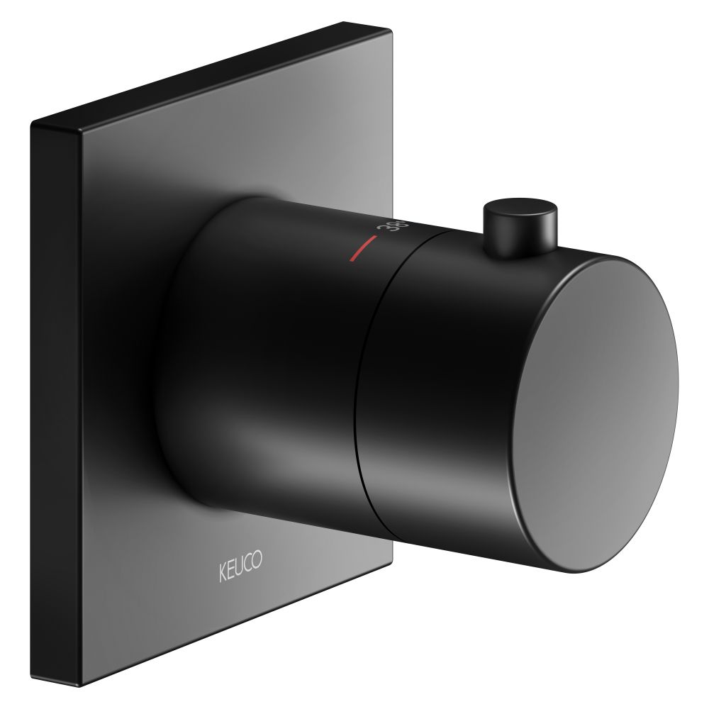Keuco Ixmo Robinetterie thermostatique G 1/2" encastré, rosace carrée, butée à 38°C, débit 22 l/min, noir mat