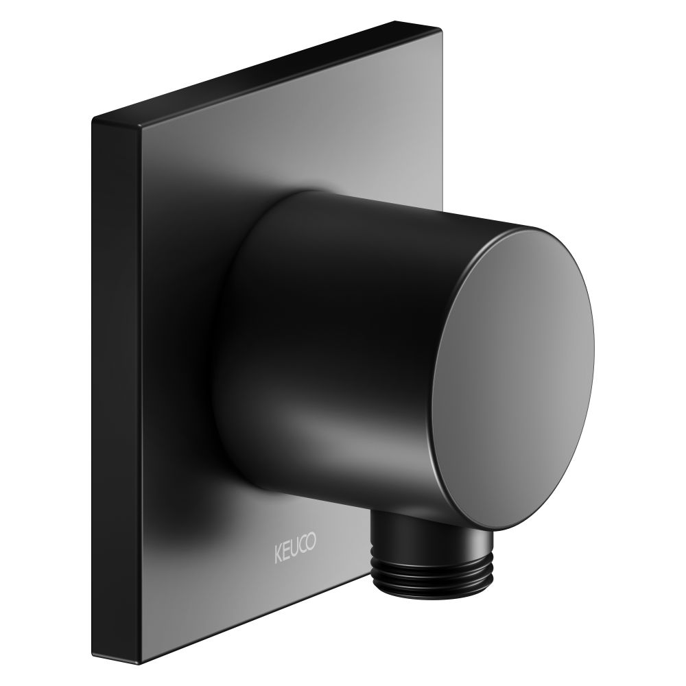 Keuco Ixmo Raccord pour flexible, rosace carrée, G 1/2", anti-retour, noir mat, 59547370002