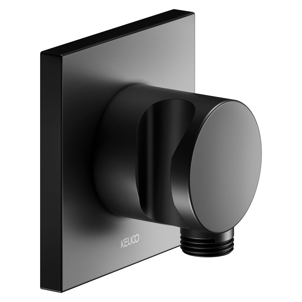 Keuco Ixmo Raccord flexible avec support de pommeau de douche, rosace carrée, G 1/2", noir mat, 59592370002