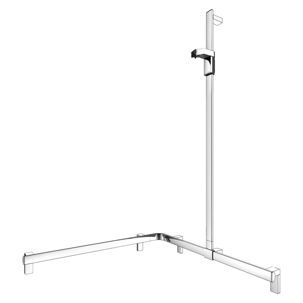 Barre de douche Axess Keuco avec barre de douche intégrée à droite, 850x850x1301 mm, chromée, avec 4 jeux de fixation 1, 35015010101