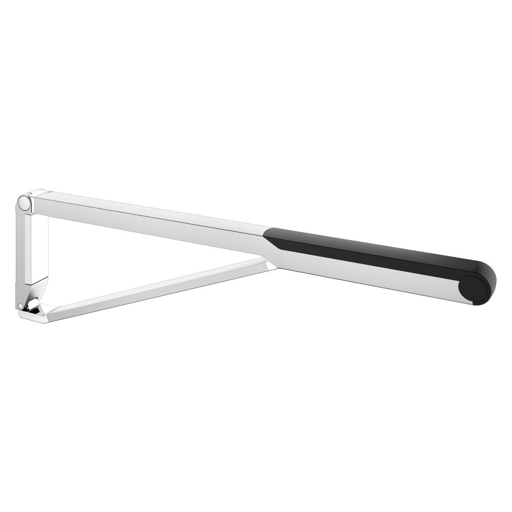 Keuco Axess Poignée rabattable WC 850 mm - Charge max. 115 kg - Avec frein d'abaissement - Revêtement plastique - Argenté anodisé/Noir