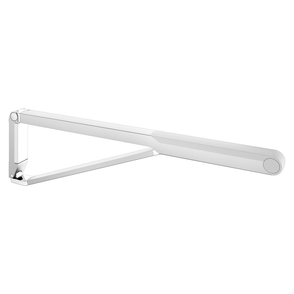 Poignée rabattable Keuco Axess pour WC, 850 mm, charge max. 115 kg, avec frein de descente, surface d'appui en plastique, argent anodisé/blanc