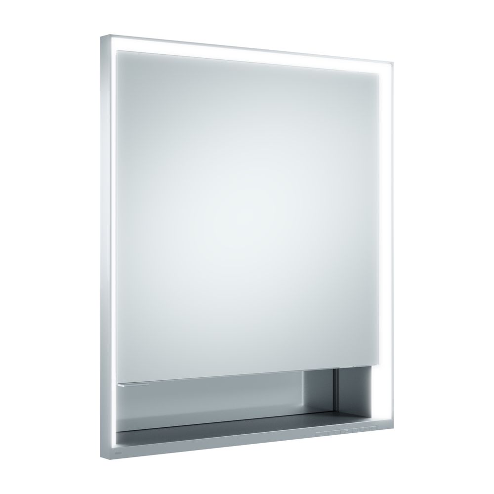 Miroir chauffant Keuco Royal Lumos à encastrer 1 porte courte, ouverture à droite, chauffage de miroir intégré, 650x735x165 mm, Argent anodisé