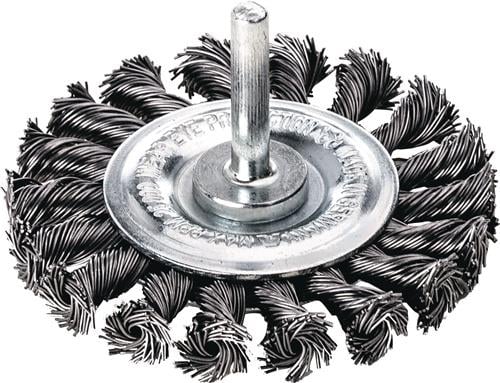 Brosse ronde D.75mm Épaisseur de fil 0,5mm Acier inoxydable lisse 12mm 25000min⁻¹ 10 LESSMANN