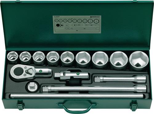 Jeu de clés à douille Stahwille 55/9/6N 15 pièces 3/4" SW 32-60 mm - 36 dents - 6 pans - 96050103