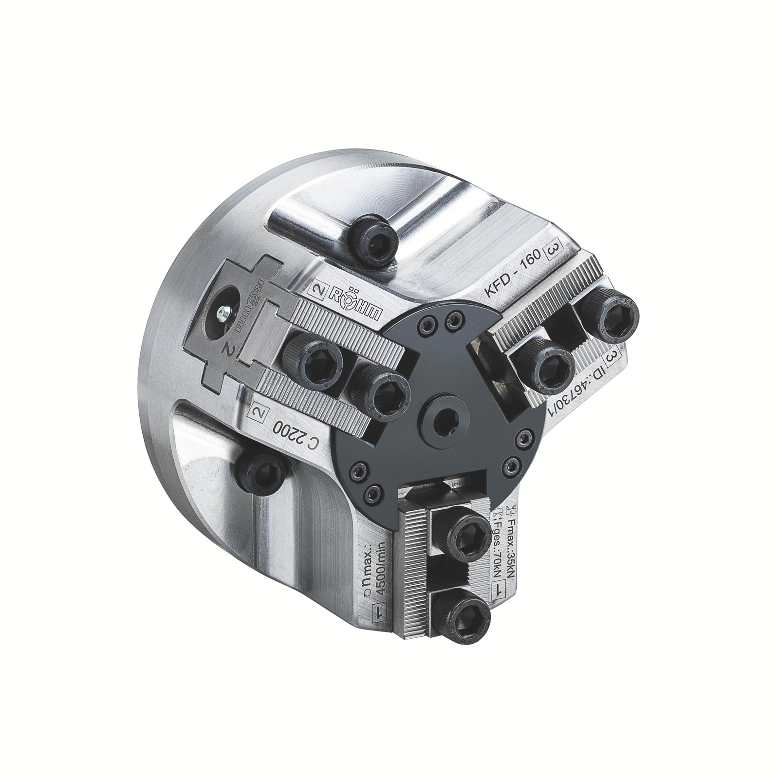 Mandrin de serrage puissant Röhm KFD 160, 3 mors, allégé, à centrage cylindrique - 046730