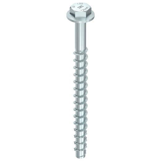 Vis à béton HECO MULTI-MONTI-plus SS à tête hexagonale avec rondelle intégrée, zinguée bleue, A2K — lot de 50 pièces