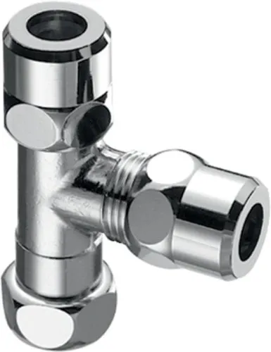 Raccord en T Schell avec écrou tournant, 3/8", chromé