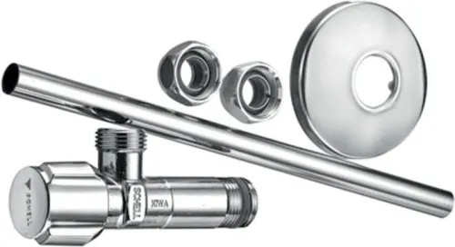 Kit robinet d'angle Schell COMFORT avec 2 raccords à compression, ASAG, KIWA, 3/8", chromé