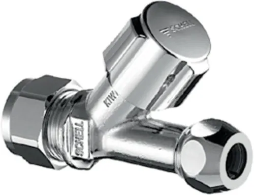 Robinet à siège incliné Comfort Schell avec raccord, DN 15 G 1/2" x Ø 15 mm, Kiwa, chromé