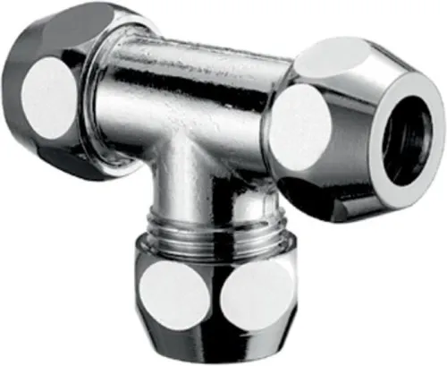 Raccord en T Schell 1/2" mâle, diamètre : 12, chromé