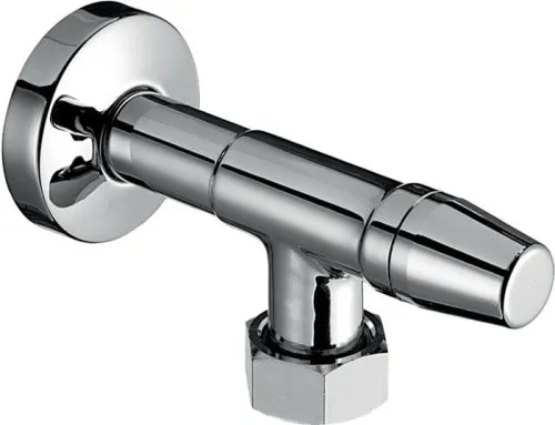 Vanne d'arrêt d'angle pour compteur d'eau avec dispositif de plombage, 3/4" M, 1/2", chromé