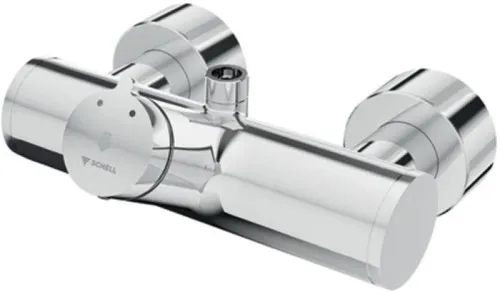 Robinetterie de douche Schell Vitus VD-SC-M/o en saillie, eau mitigée, fermeture automatique, commande manuelle TD, raccordement apparent, 2 x DN 15 G 1/2", chromée
