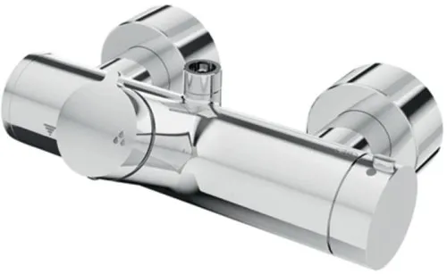 Robinetterie de douche Schell Vitus VD-T/o en saillie ouverture/fermeture, thermostatique, manuel TD, raccordement par le haut, 2 x DN 15 G 1/2", chromée